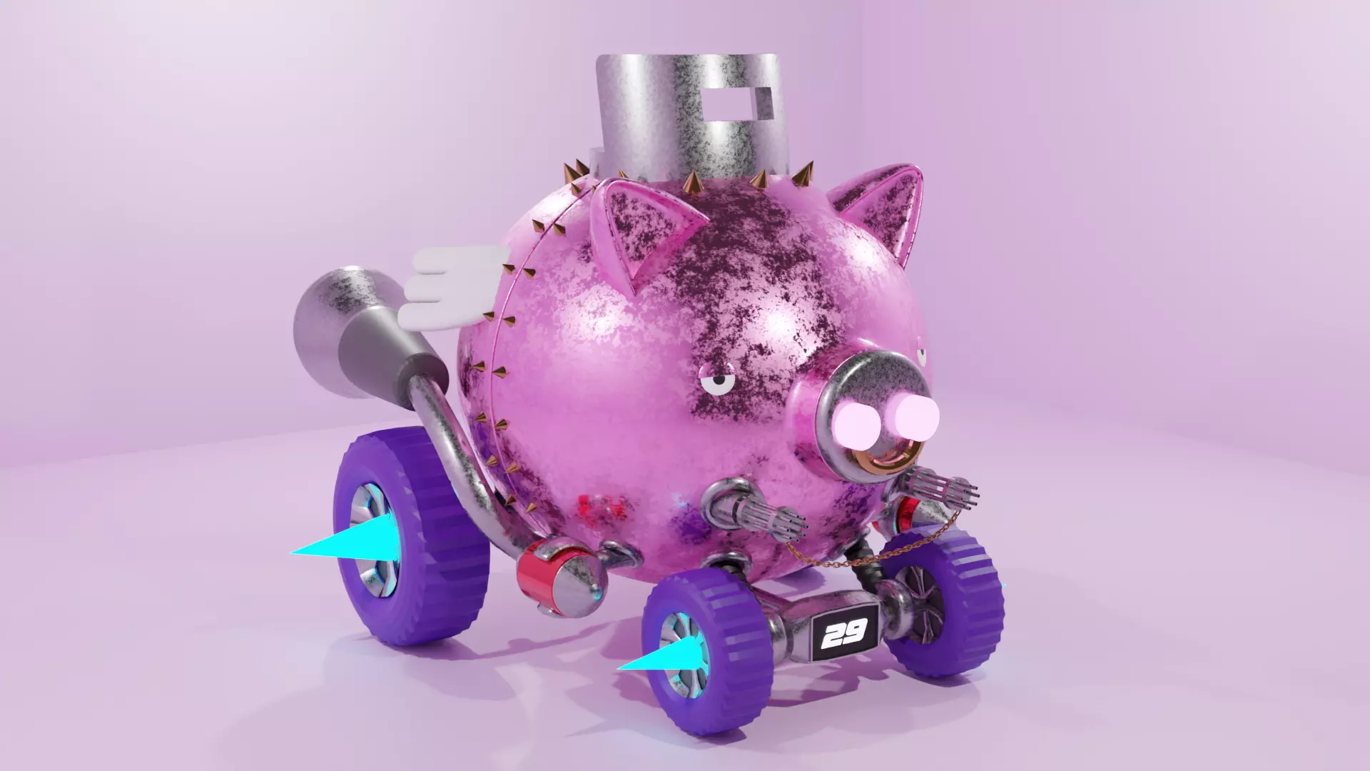 pig racing car 3D model_0