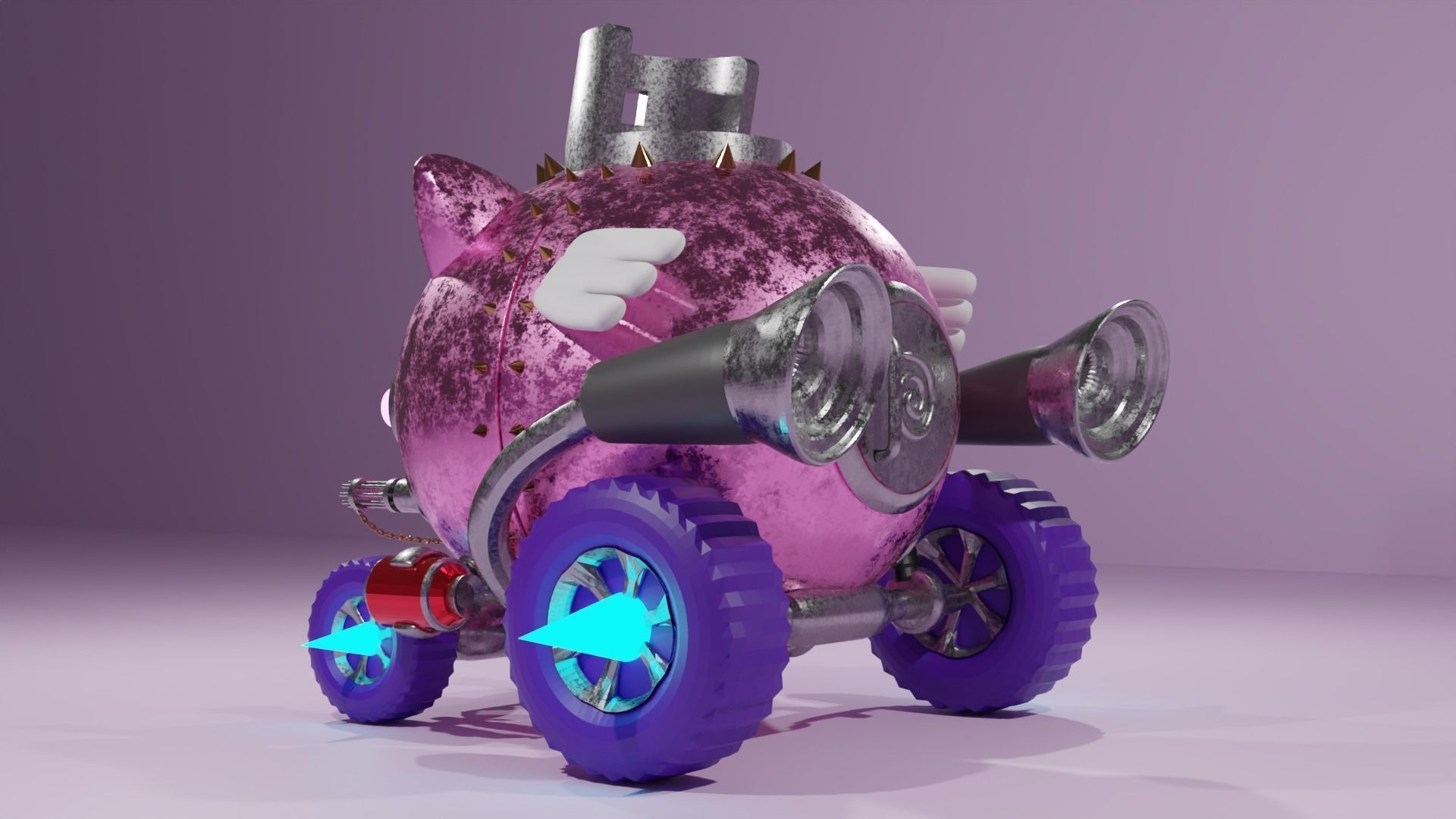 pig racing car 3D model_2