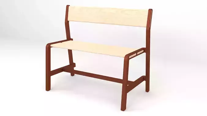 bench school chair with wooden seat and back