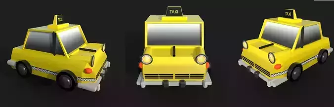 Low poly car taxi
