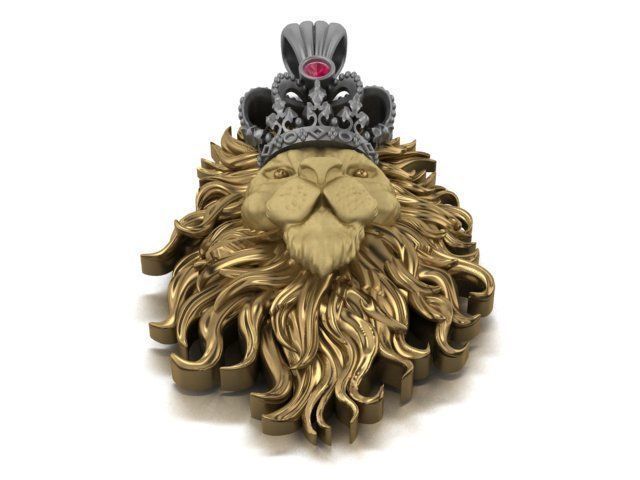 lion  pendant 3D print model_9