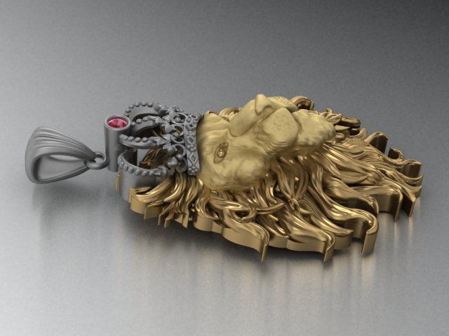 lion  pendant 3D print model_17