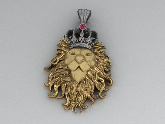 lion  pendant 3D print model_5