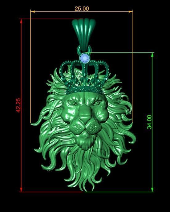 lion  pendant 3D print model_2