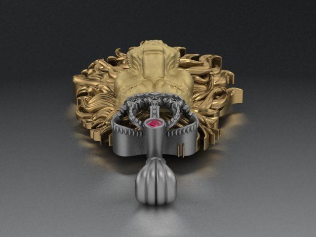lion  pendant 3D print model_21
