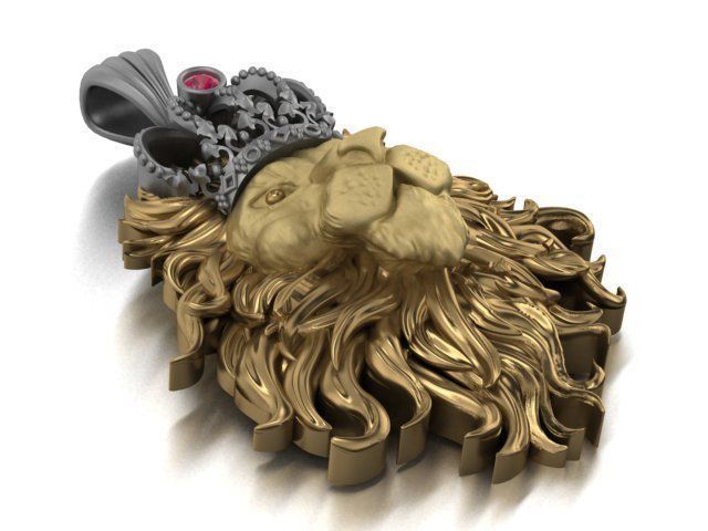 lion  pendant 3D print model_15