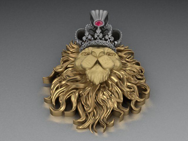 lion  pendant 3D print model_1