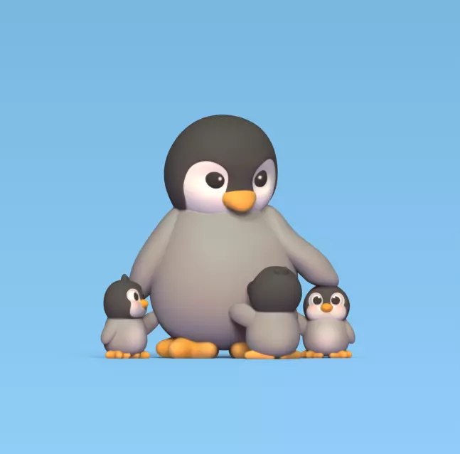 Penguin Family 3D print model_0
