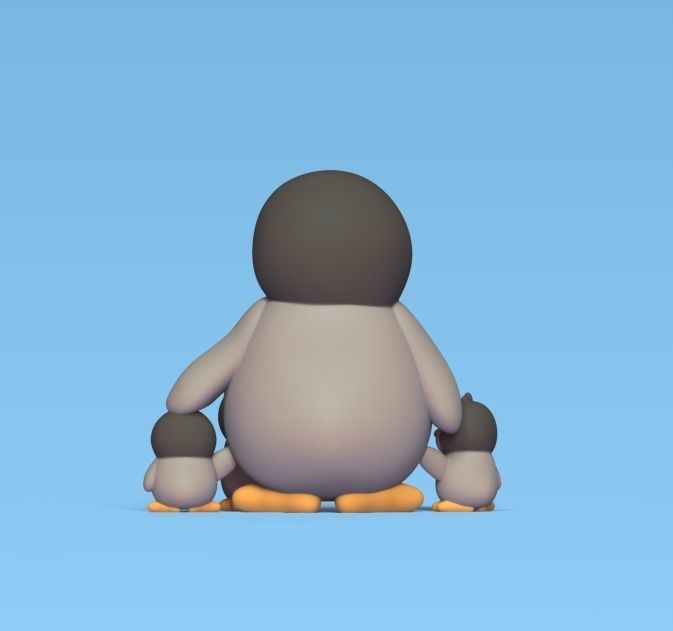 Penguin Family 3D print model_3