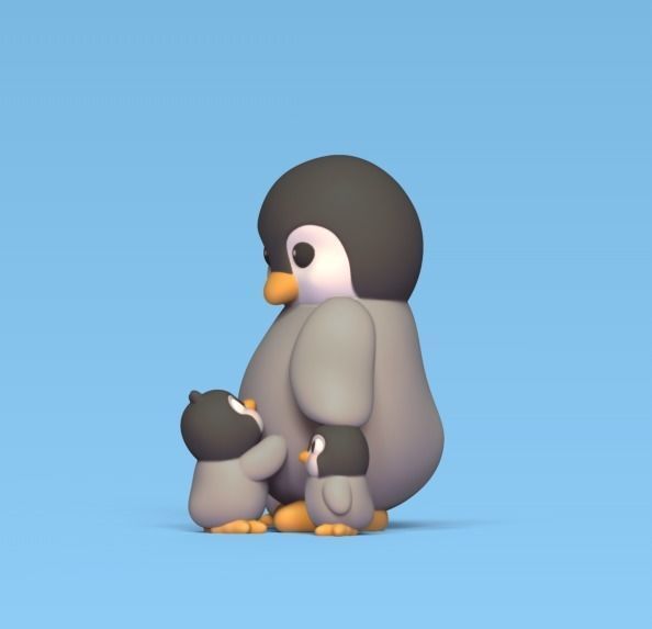 Penguin Family 3D print model_2