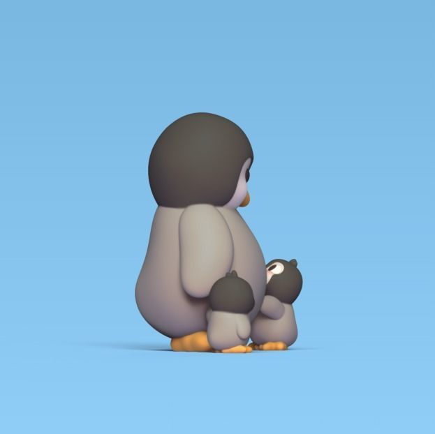 Penguin Family 3D print model_4