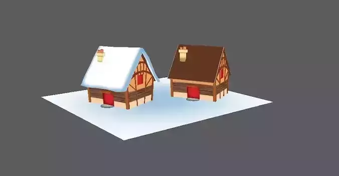 Low poly Christmas theme house