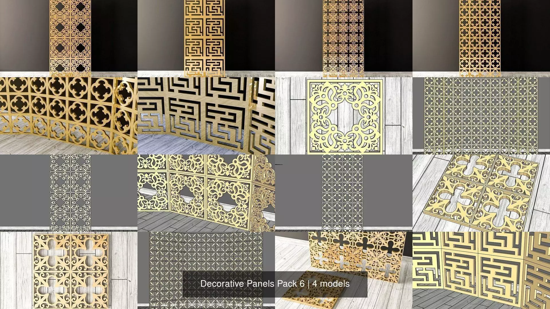 Decorative Panels Pack 6 3D Model Collection_0
