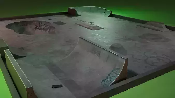 Low poly Skate Park - Animated Low-poly 3D model