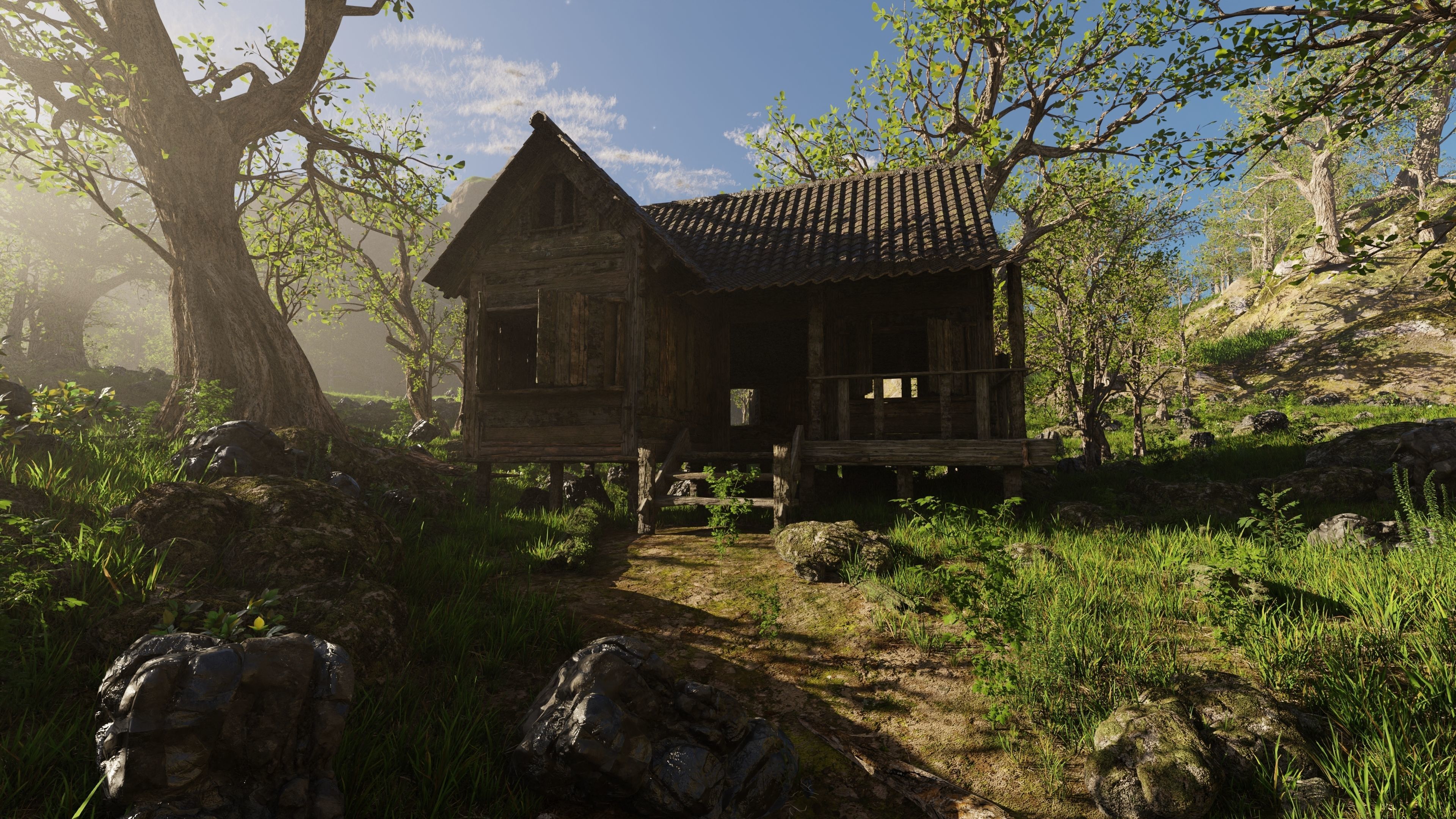 Cabin River Scene 3D model_4