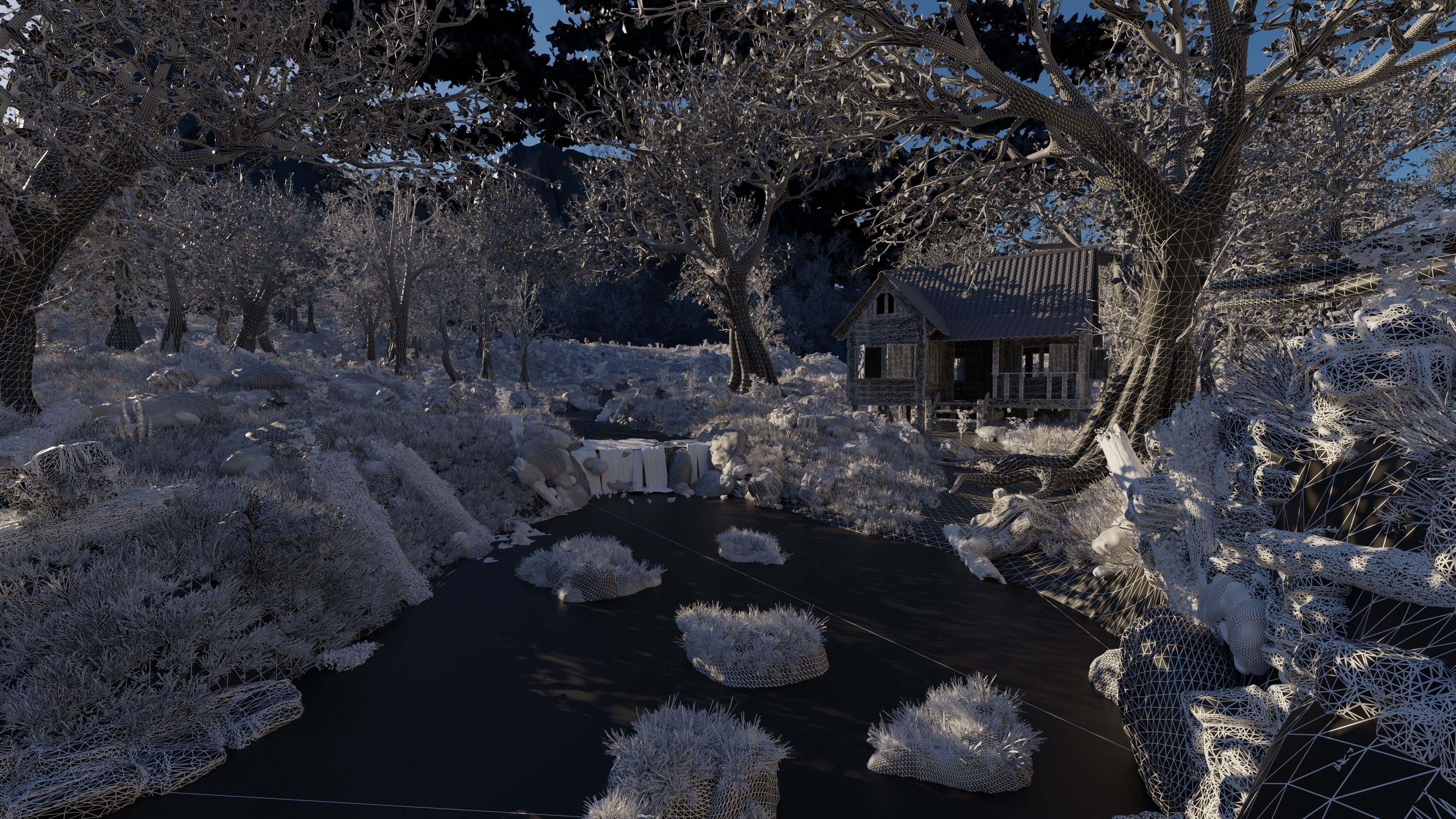 Cabin River Scene 3D model_13