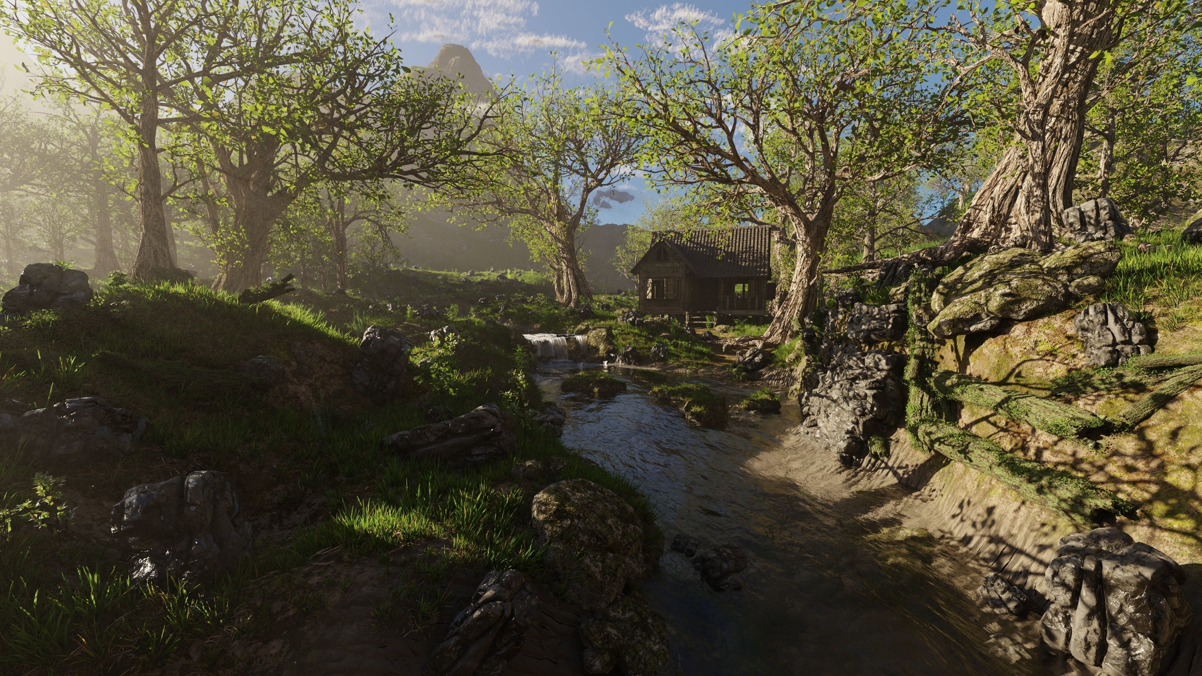 Cabin River Scene 3D model_1