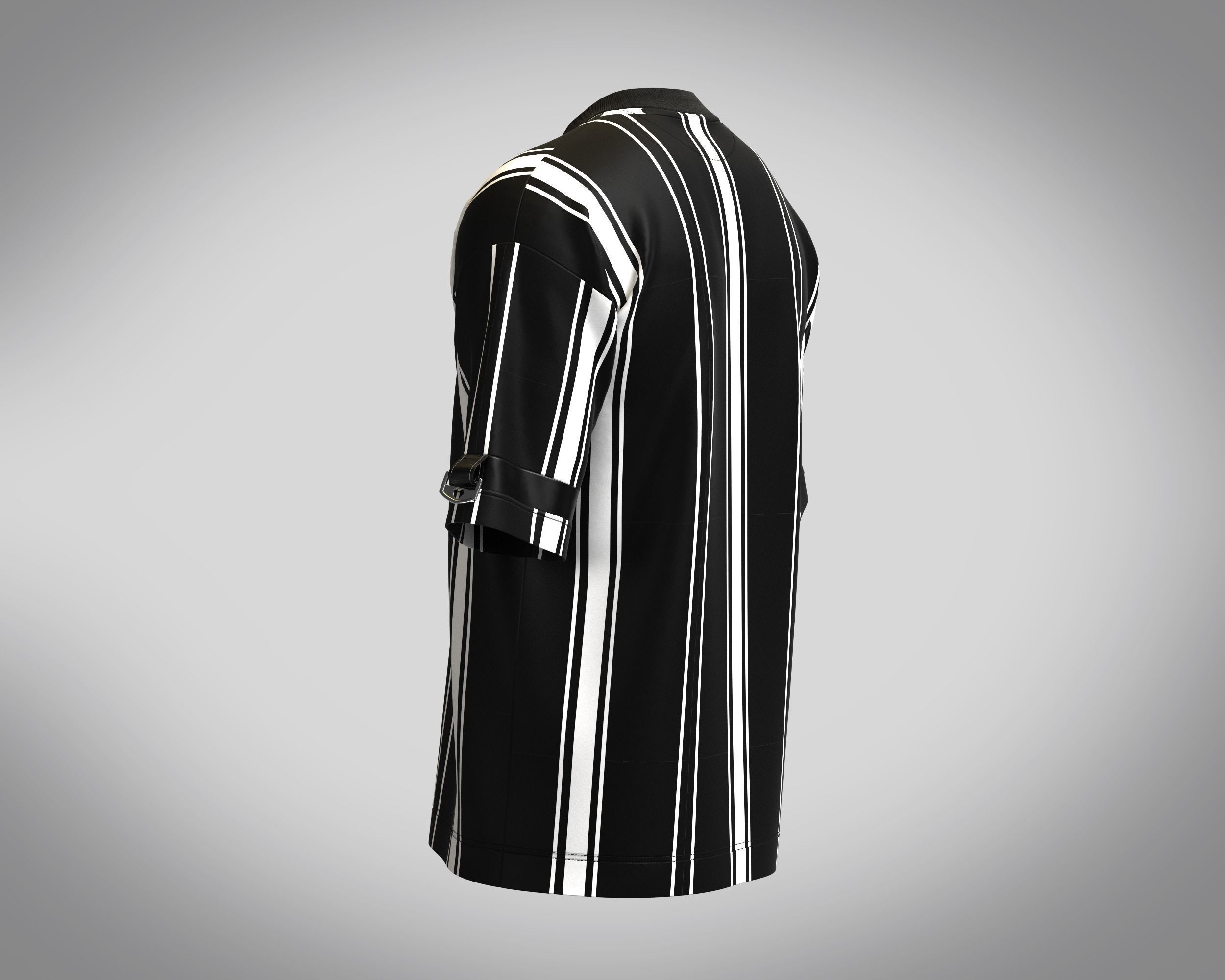 T-Shirt Monochrome Stripe 3D model_4