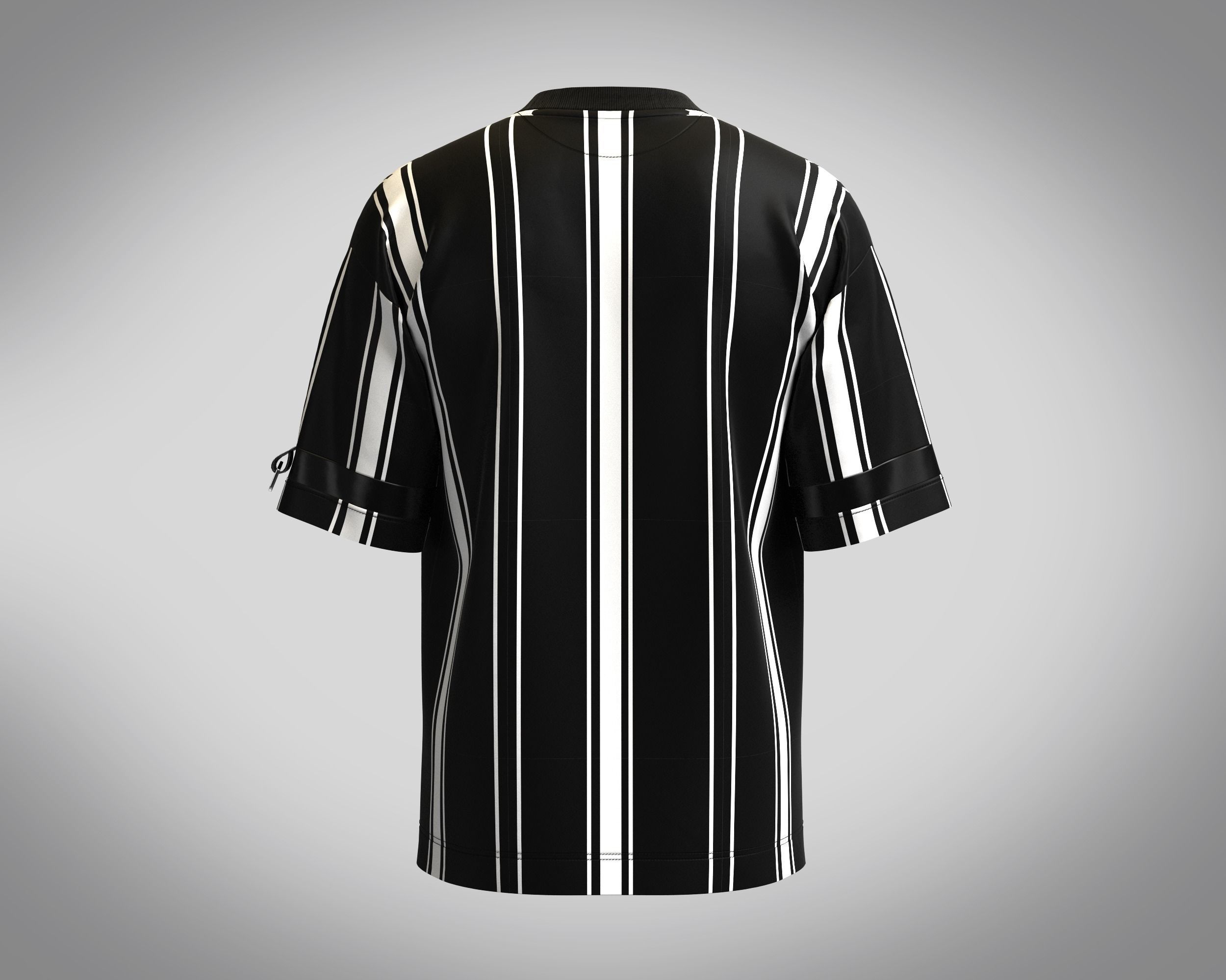 T-Shirt Monochrome Stripe 3D model_3