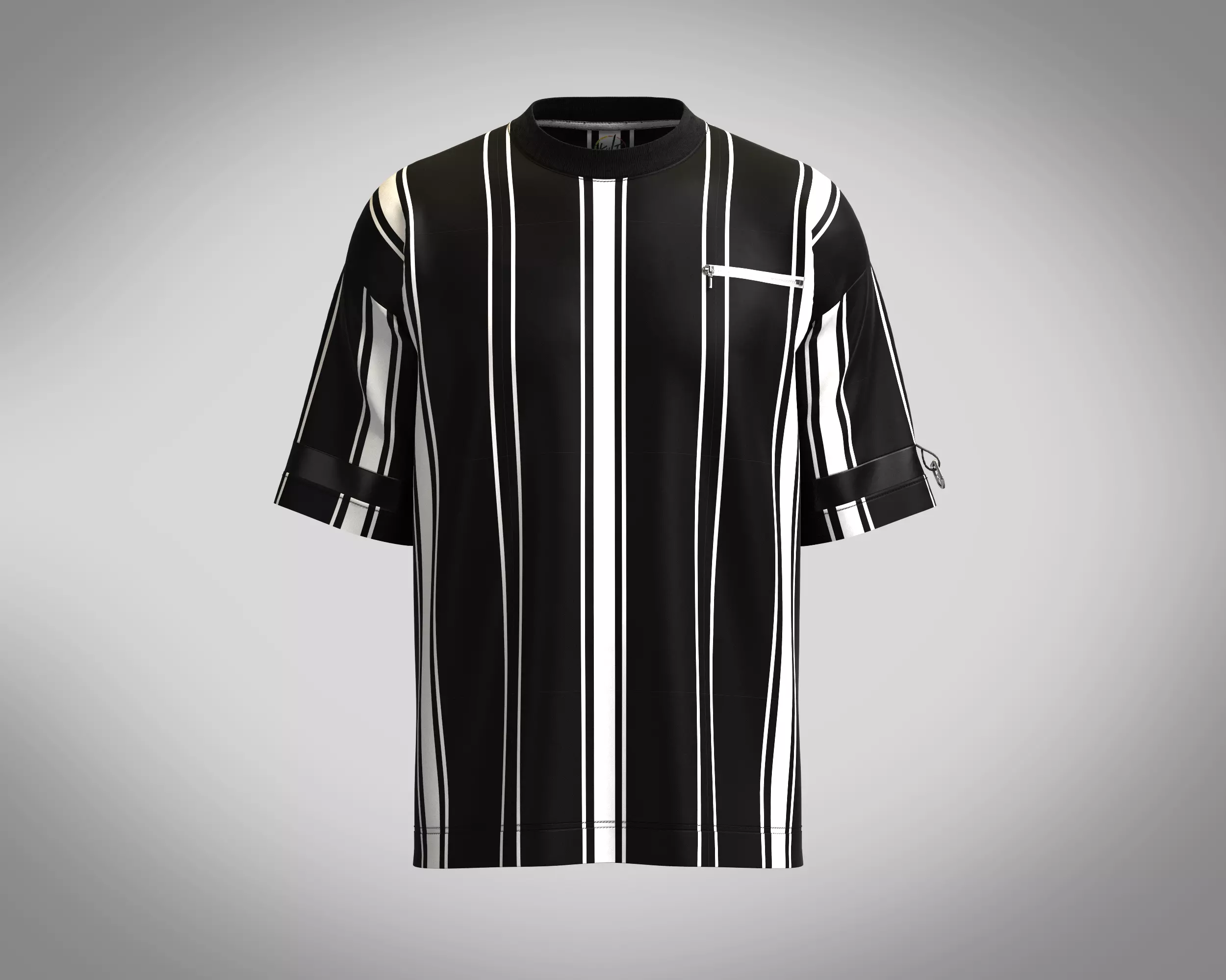 T-Shirt Monochrome Stripe 3D model_0
