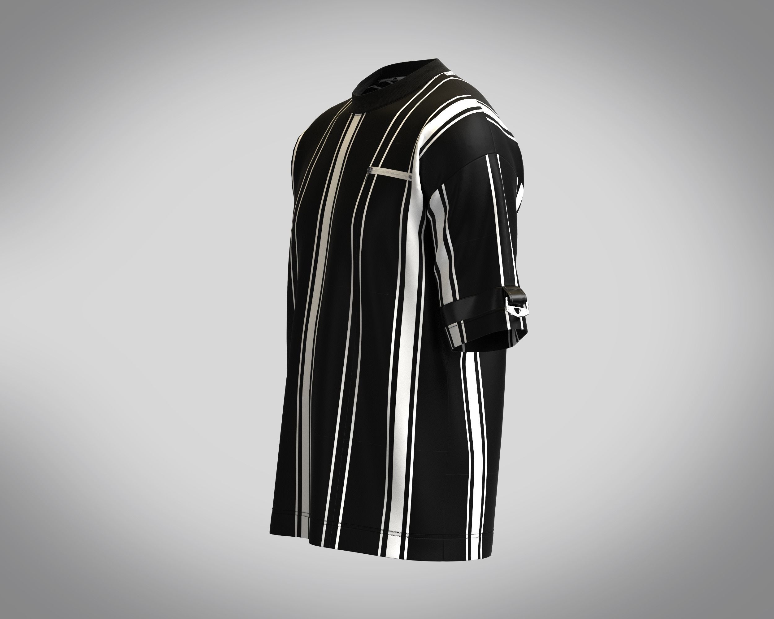 T-Shirt Monochrome Stripe 3D model_5