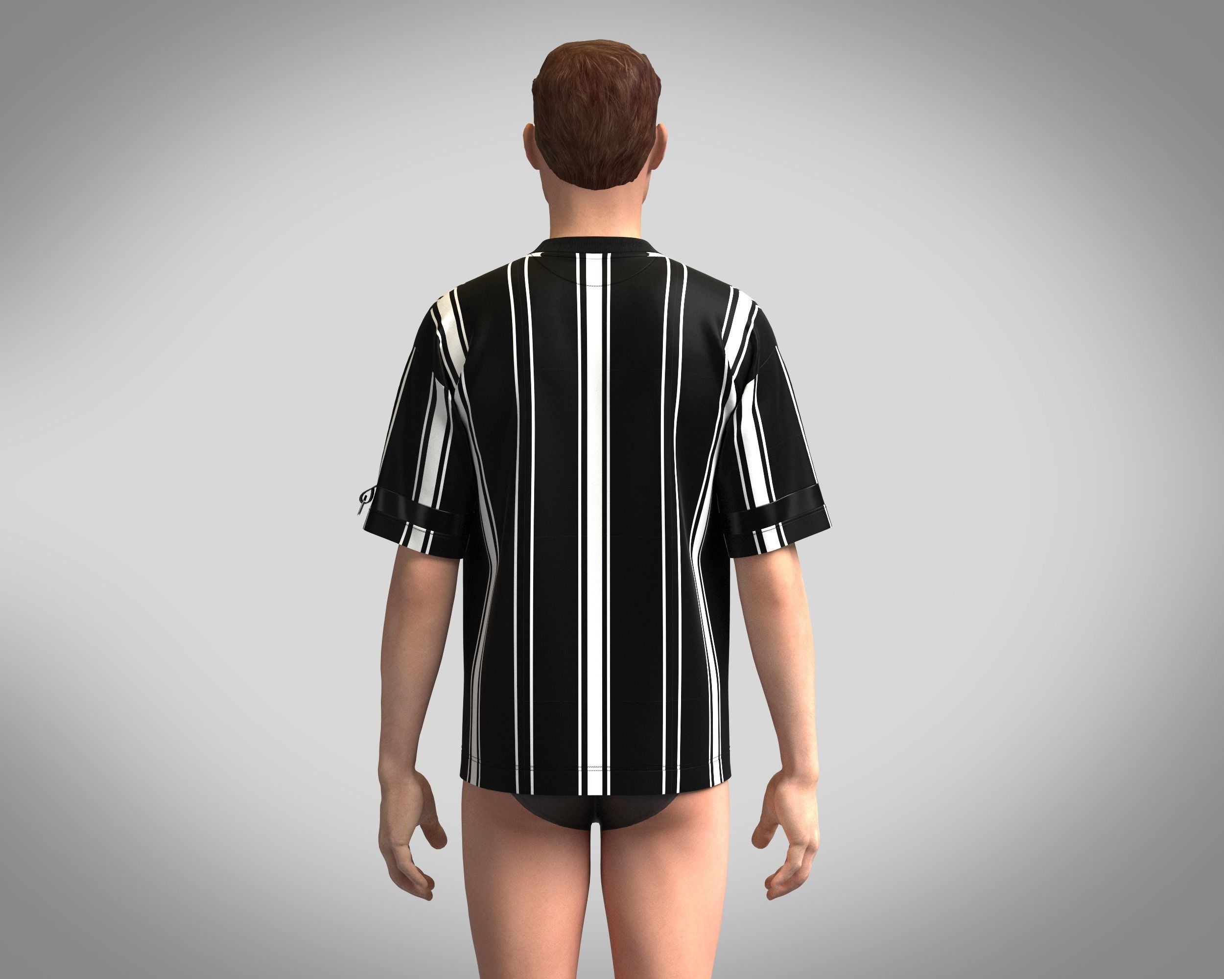 T-Shirt Monochrome Stripe 3D model_7