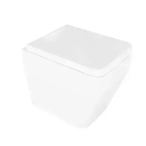 White Minimalist Square Toilet