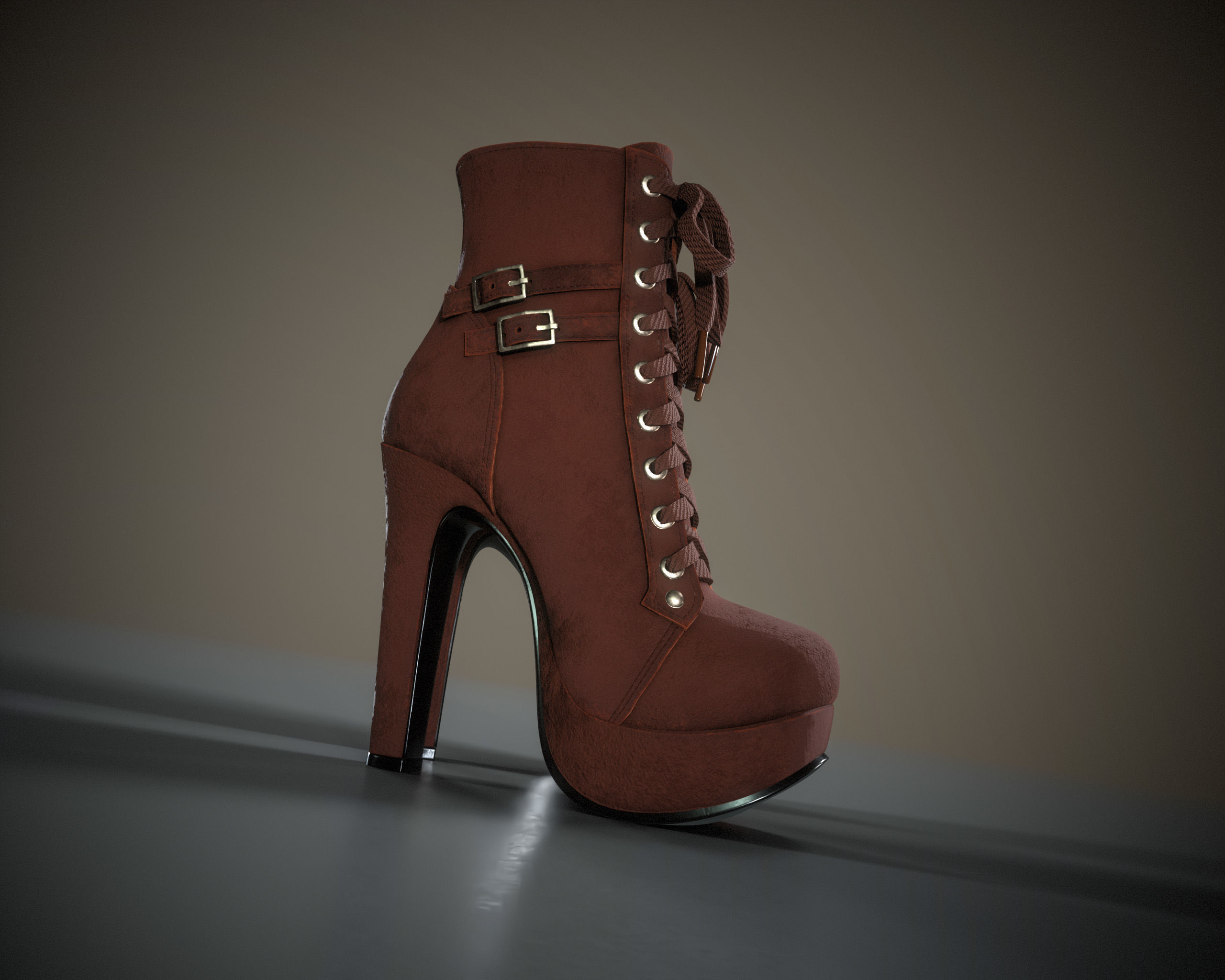 High Heels Ankle Boots Low-poly 3D model_18