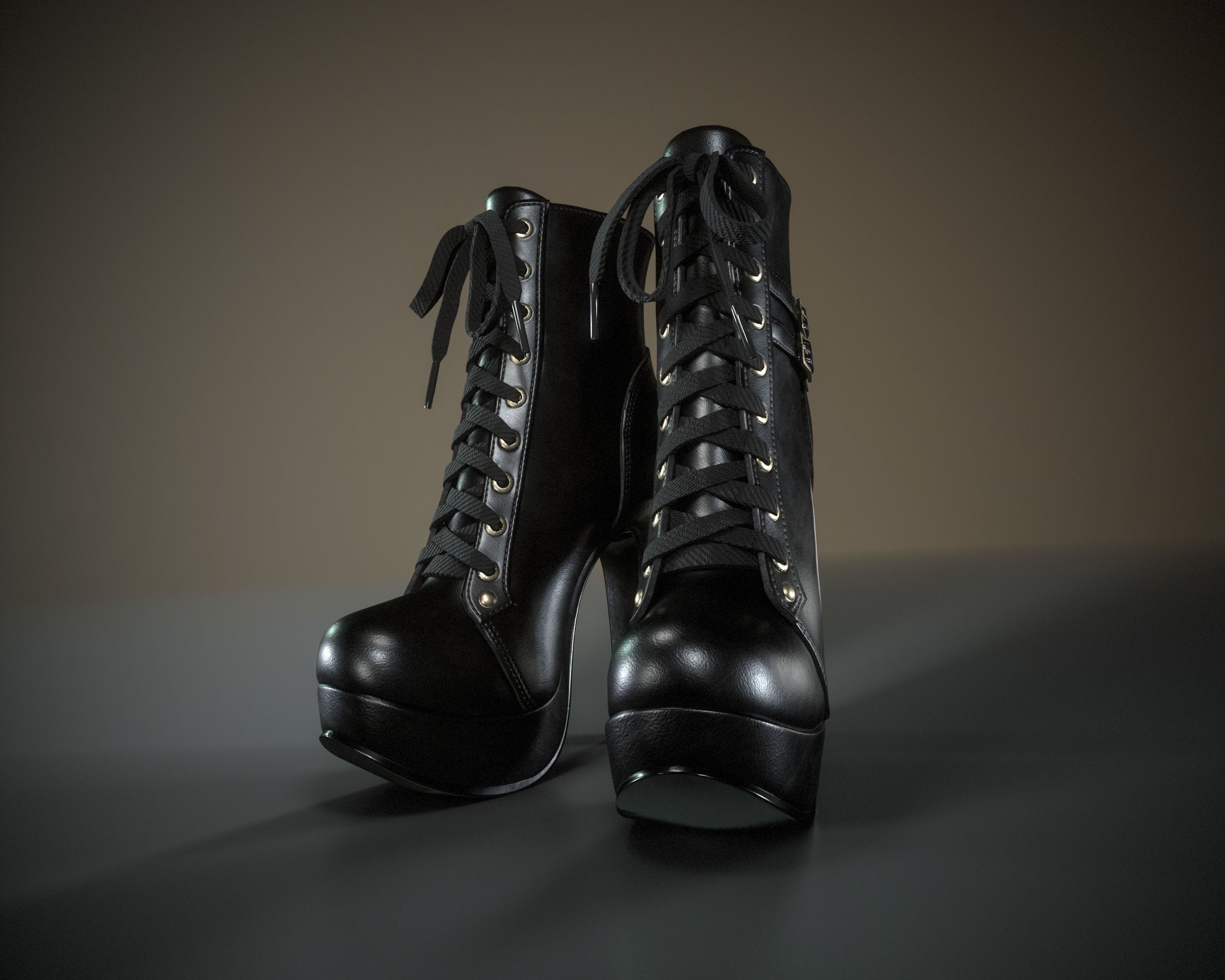 High Heels Ankle Boots Low-poly 3D model_1