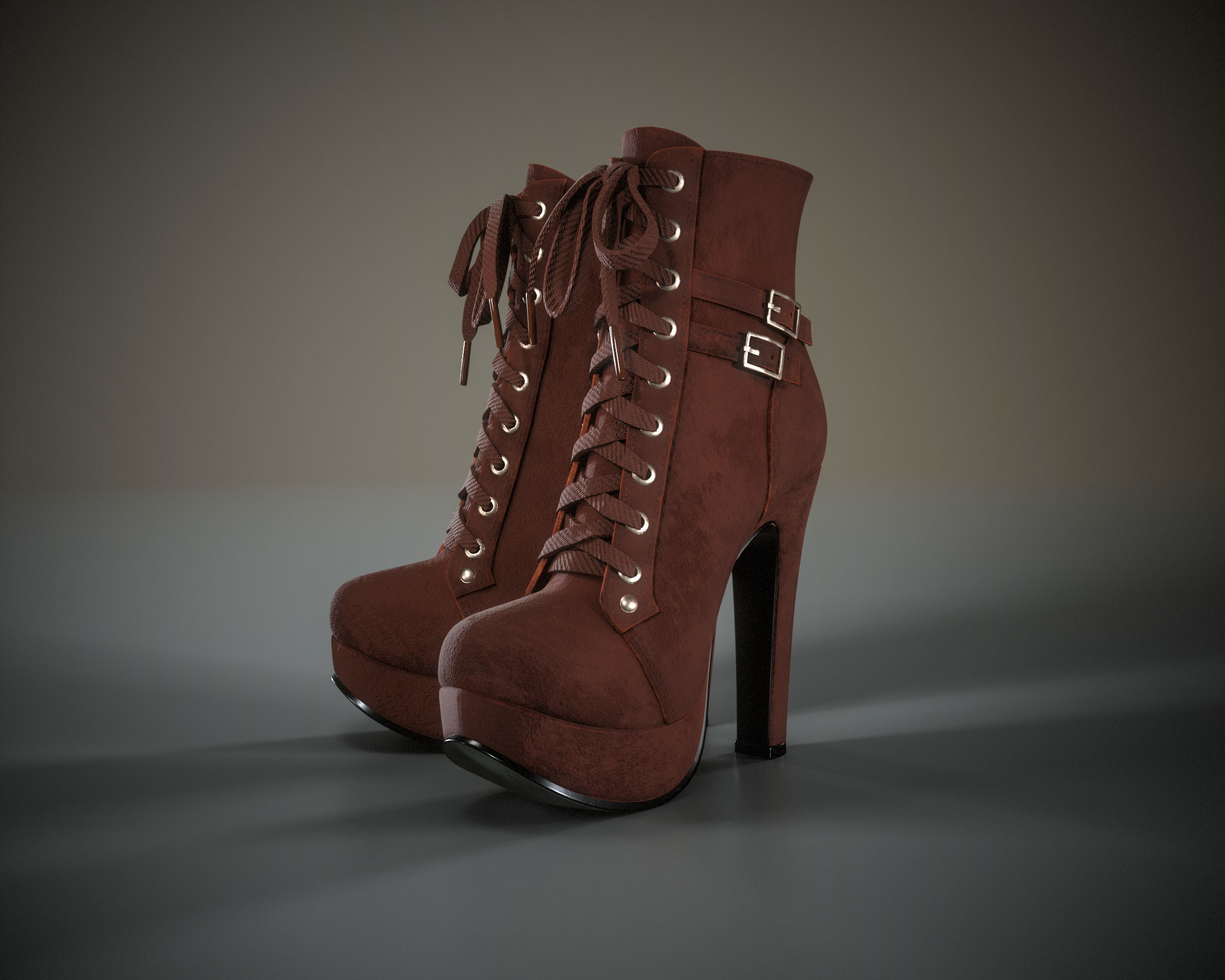 High Heels Ankle Boots Low-poly 3D model_15