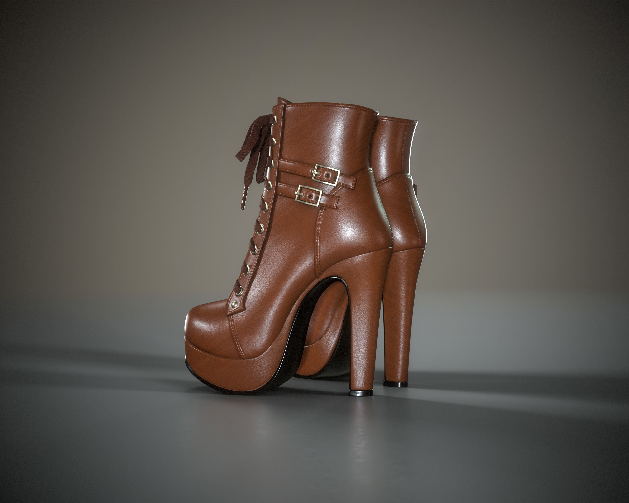 High Heels Ankle Boots Low-poly 3D model_9
