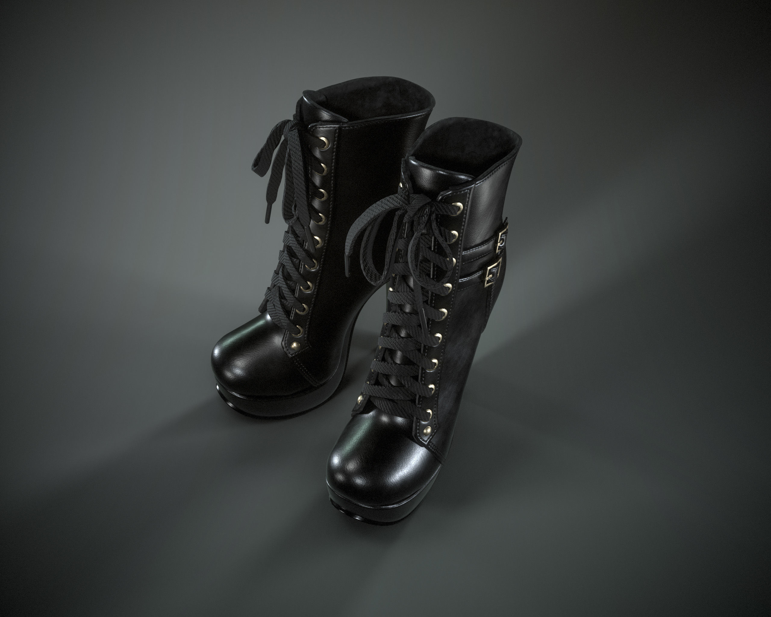 High Heels Ankle Boots Low-poly 3D model_2