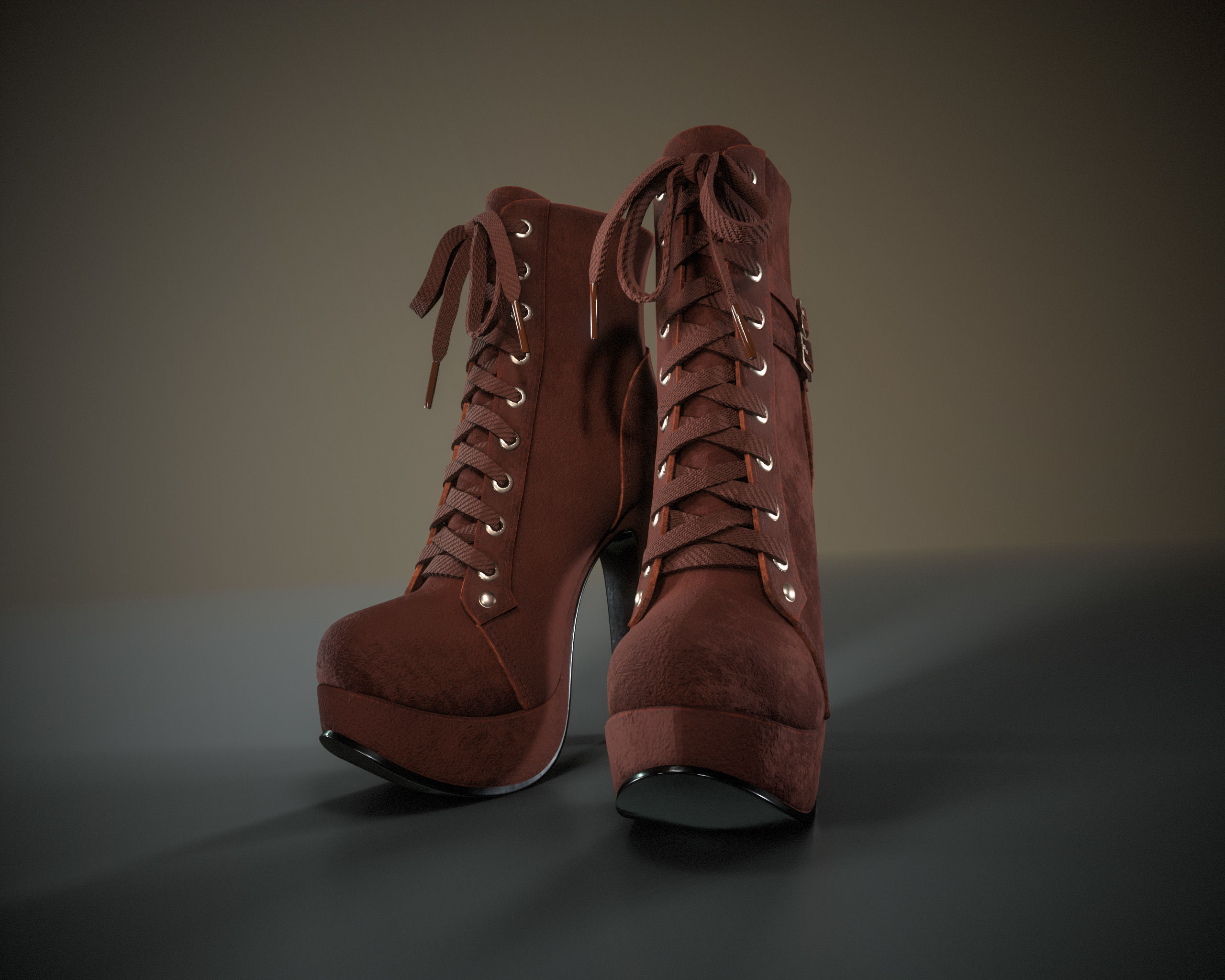High Heels Ankle Boots Low-poly 3D model_16