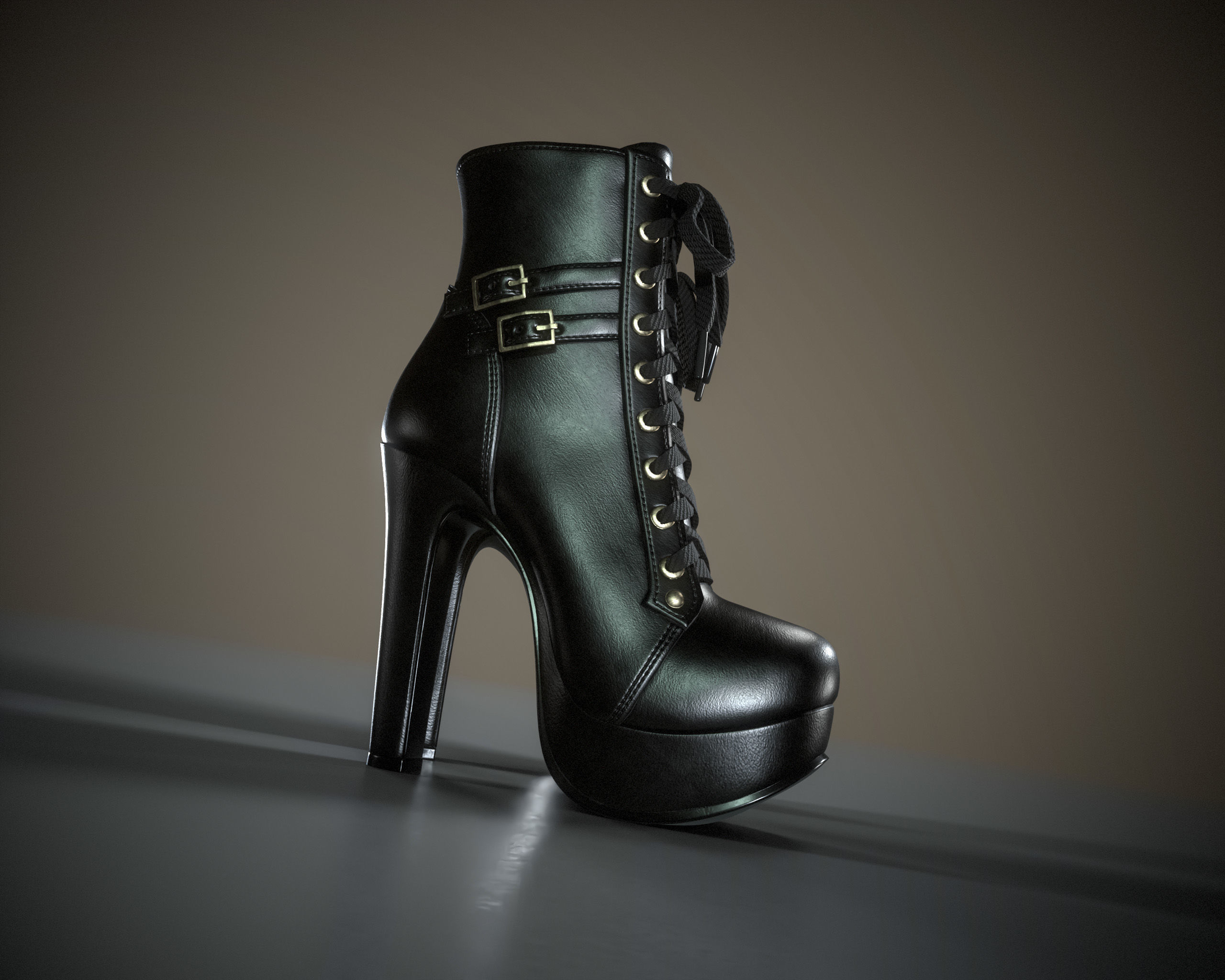 High Heels Ankle Boots Low-poly 3D model_3