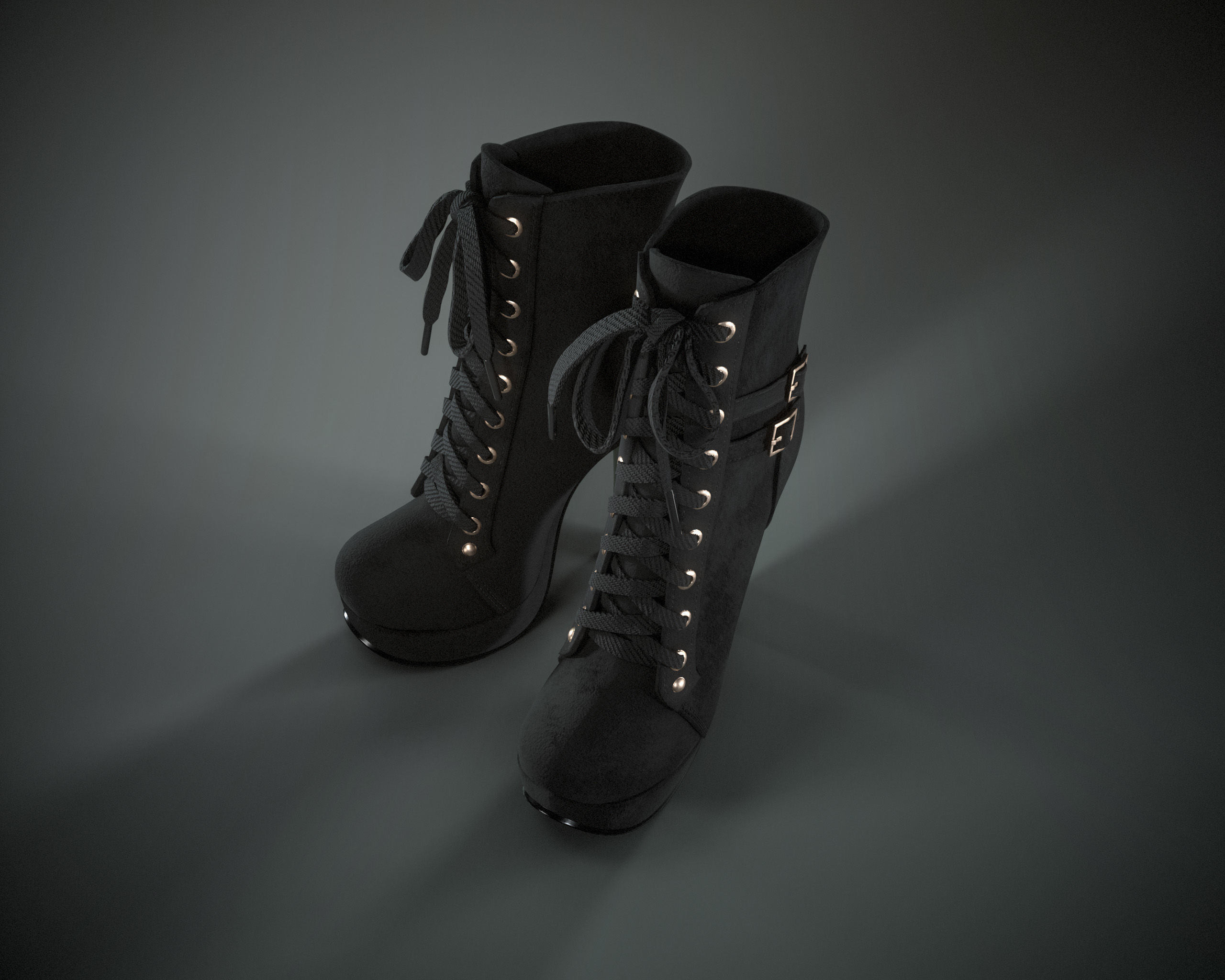 High Heels Ankle Boots Low-poly 3D model_12
