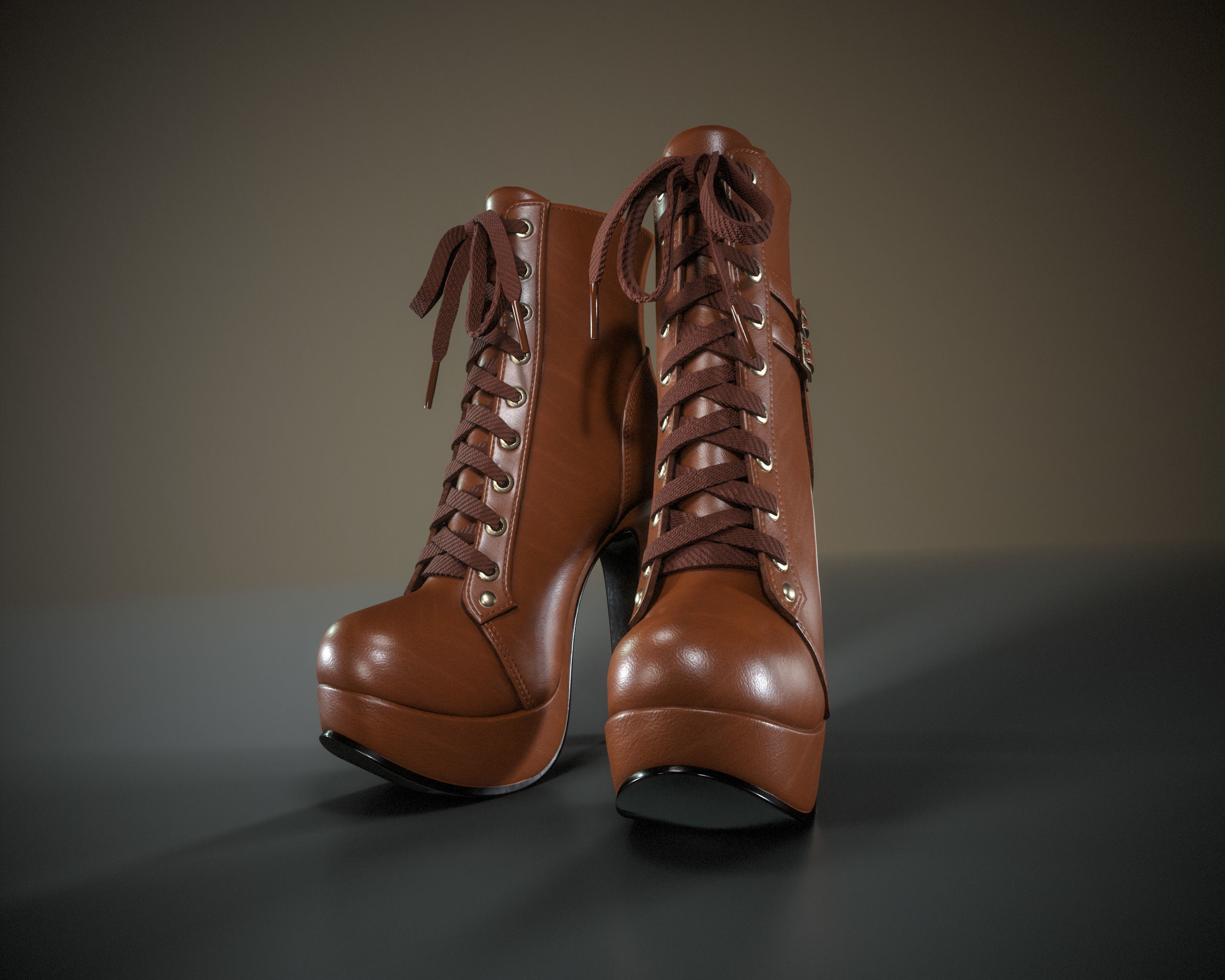 High Heels Ankle Boots Low-poly 3D model_6