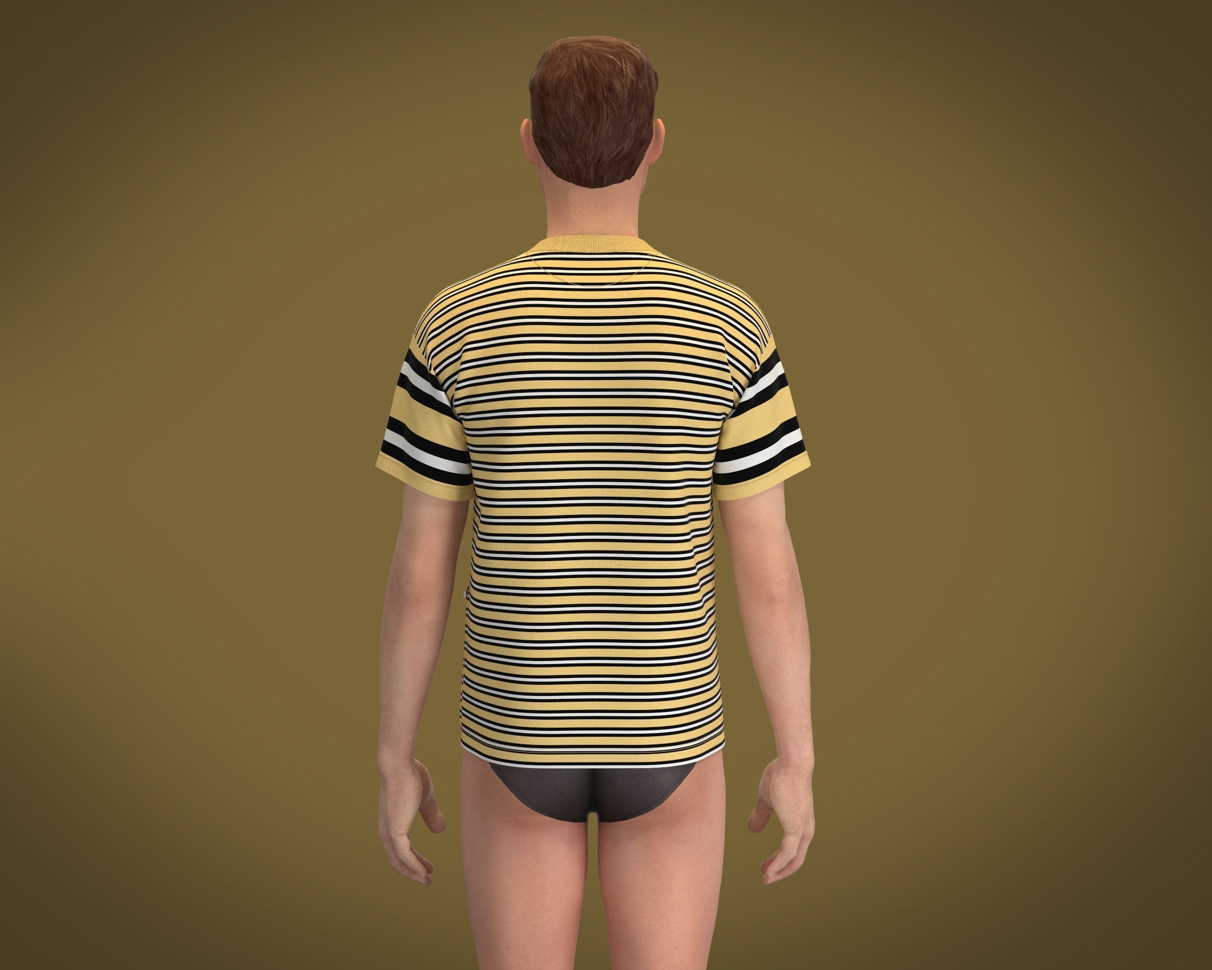  T-Shirt Mix Match Stripe 3D model_7