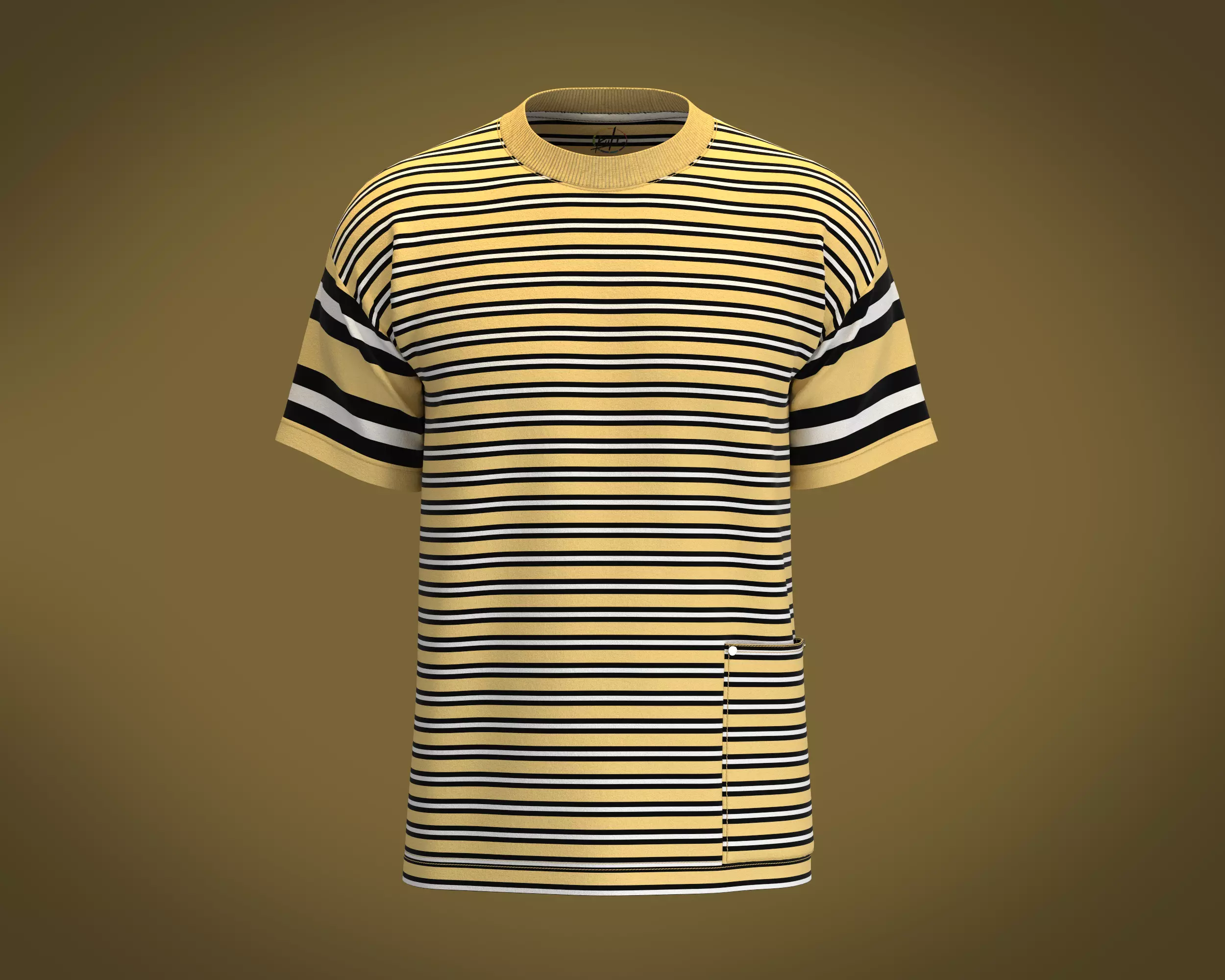  T-Shirt Mix Match Stripe 3D model_0