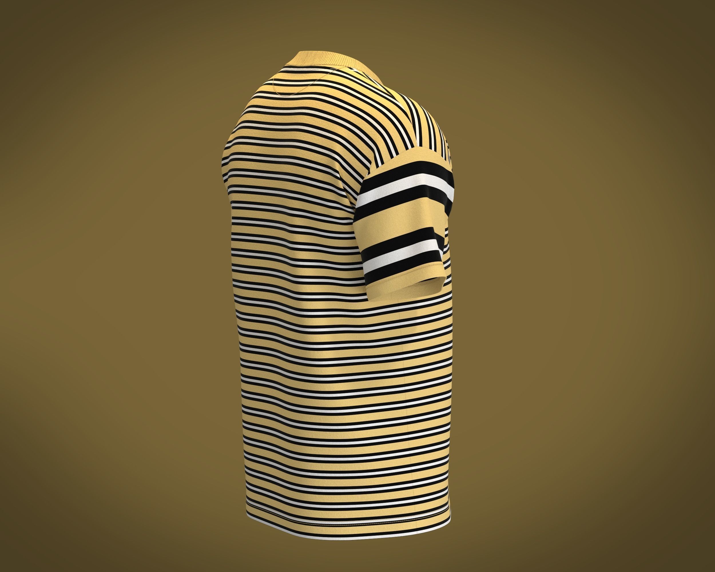  T-Shirt Mix Match Stripe 3D model_2