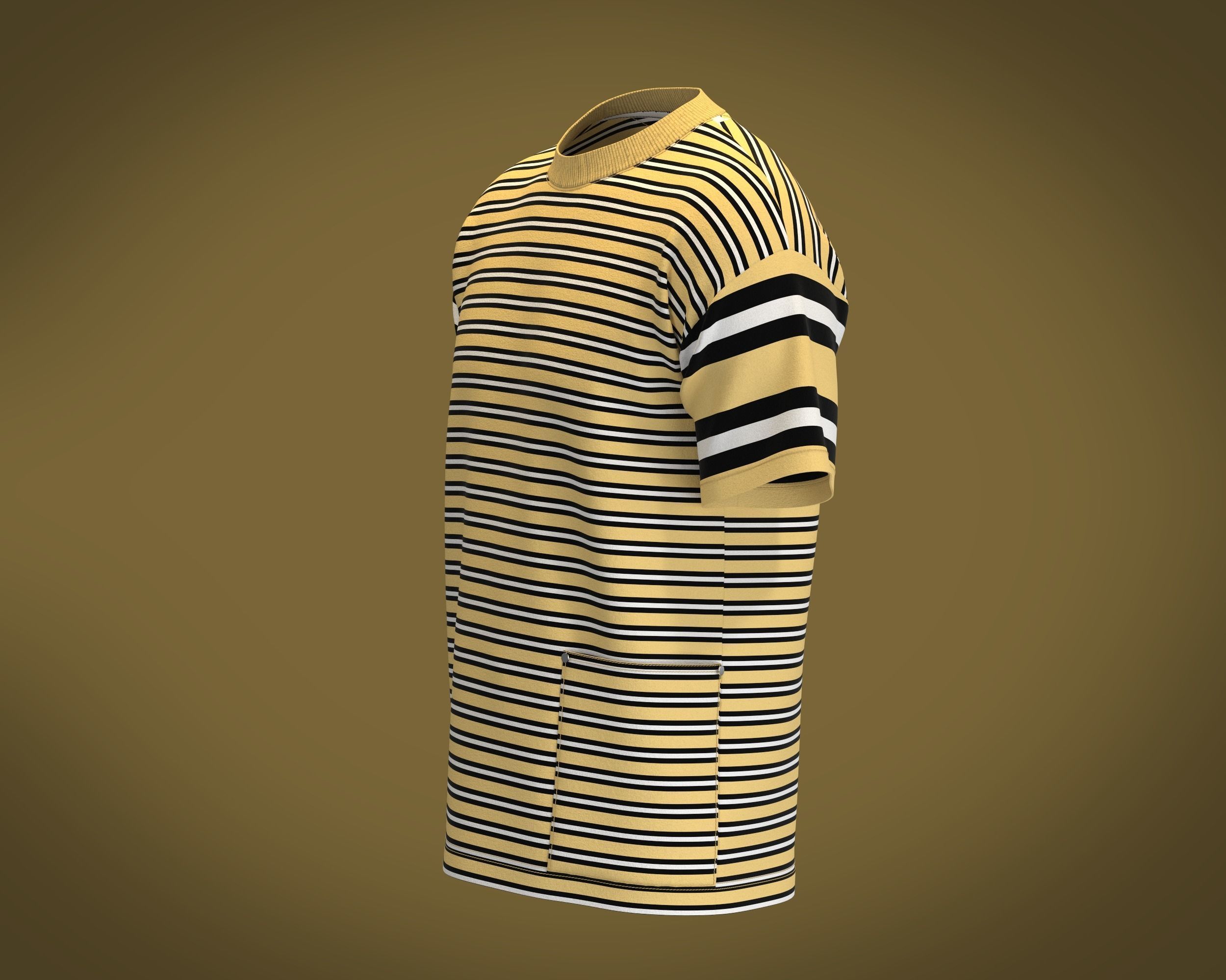  T-Shirt Mix Match Stripe 3D model_5