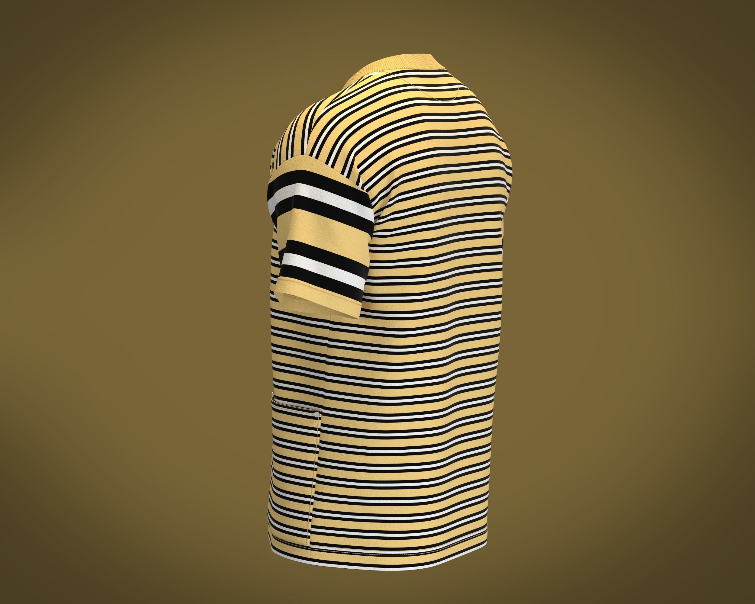  T-Shirt Mix Match Stripe 3D model_4