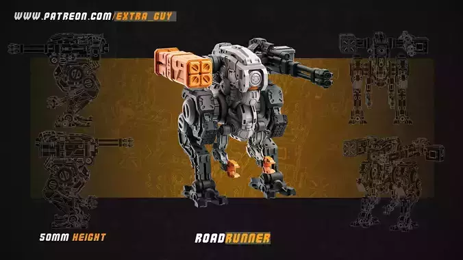 Roadrunner Mech 50mm and 70mm 3D Printable