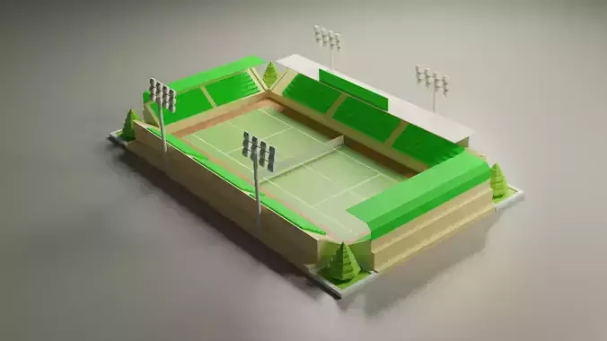 Low Poly Tennis Court Low-poly 3D model