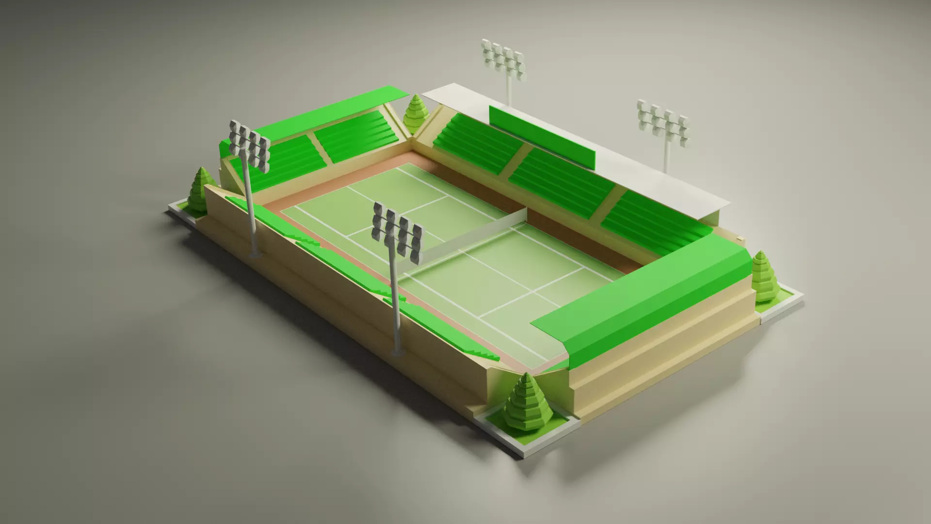 Low Poly Tennis Court Free low-poly 3D model