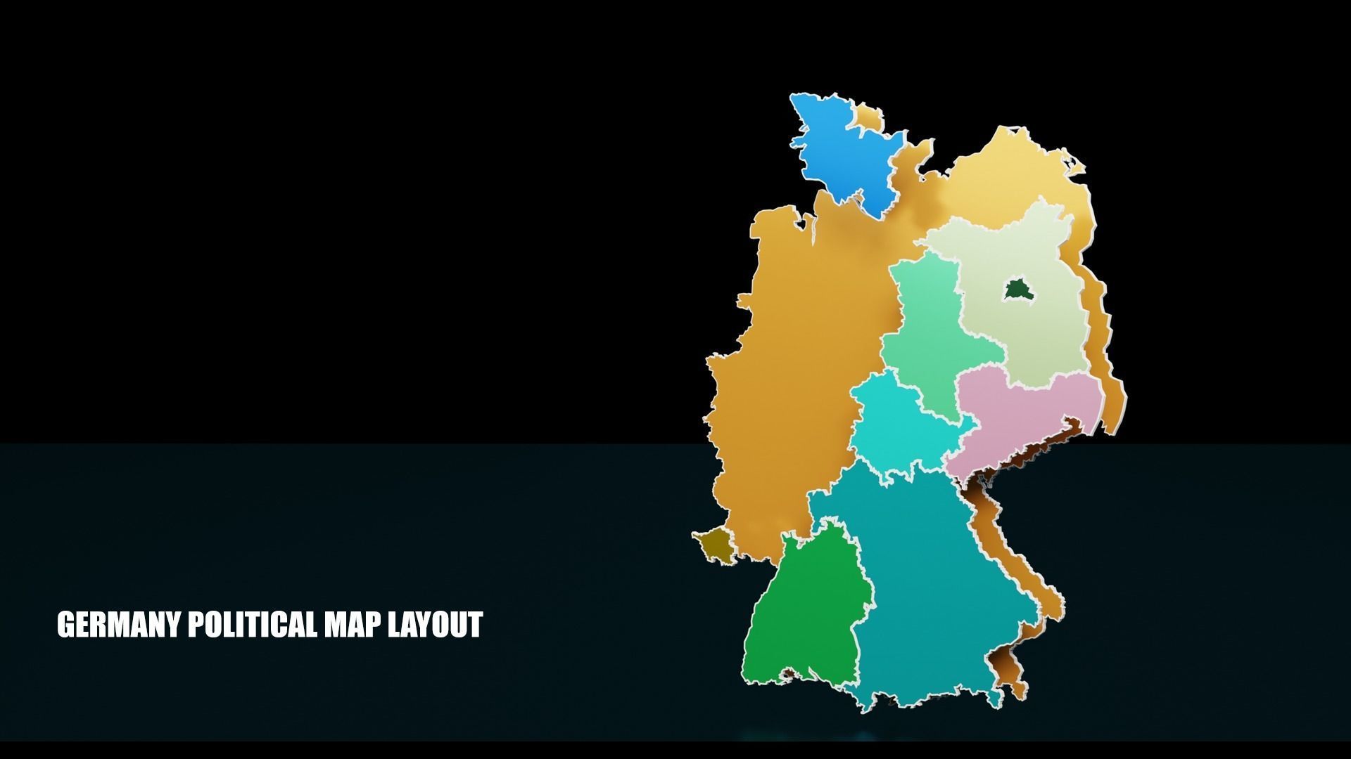 GERMANY POLITICAL MAP LAYOUT Low-poly 3D model_1
