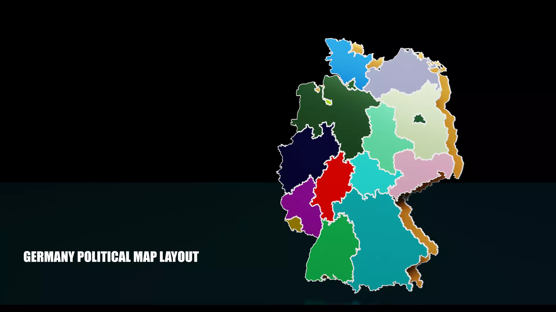 GERMANY POLITICAL MAP LAYOUT Low-poly 3D model_0