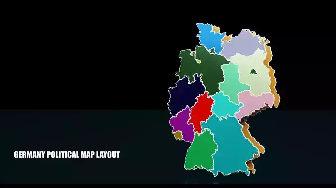 GERMANY POLITICAL MAP LAYOUT Low-poly 3D model