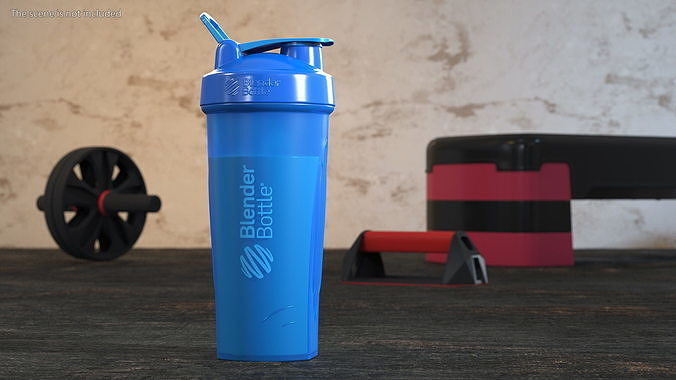 BlenderBottle Classic Bottle with Protein Cyan 3D model 2