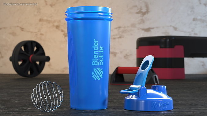 BlenderBottle Classic Bottle with Protein Cyan 3D model 3