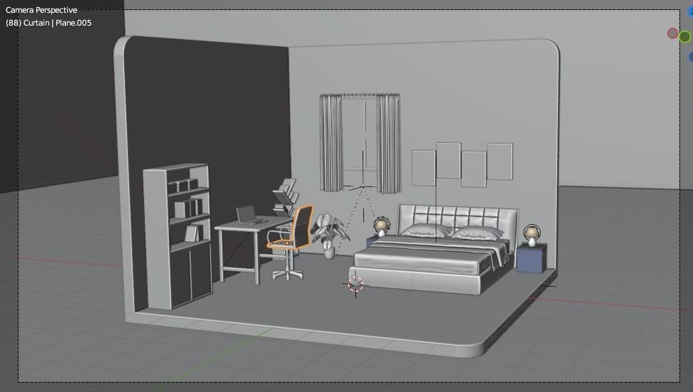 Low Poly Isometric Bedroom 3D Model Low-poly 3D model_6
